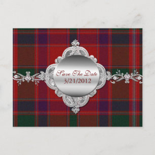 Elegante rode plaid Save the Date Briefkaart