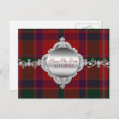 Elegante rode plaid Save the Date Briefkaart (Voorkant / Achterkant)
