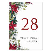 Elegante rode poinsettia Kerstbruiloft Kaart (Achterkant)