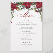 Elegante rode poinsettia kerstbruiloft menu (Voorkant)