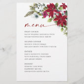 Elegante rode poinsettia kerstbruiloft menu (Voorkant)
