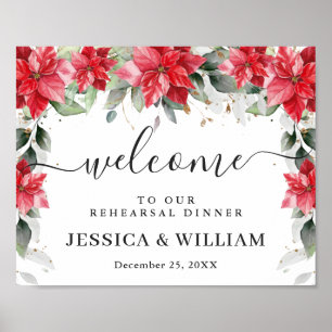 Elegante Rode Poinsettia PROEFHUWELIJK DINER Welko Poster