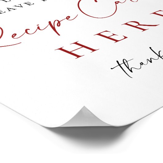 Elegante rode Poinsettia Recept Kaart Vrijgezellen Poster (Hoek)