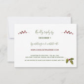 Elegante Rode Poinsettia Website Kerst Huwelijk RSVP Kaartje (Achterkant)