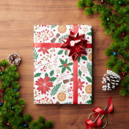 Elegante Rode Poinsettia Winterbes Christmas Cadeaupapier