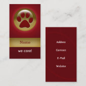 Elegante rode pootafdruk Visitekaartjes voor diere (Voorkant / Achterkant)