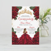 Elegante rode Quinceañera Rozen Gold Glitter Kaart (Staand voorkant)