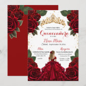 Elegante rode Quinceañera Rozen Gold Glitter Kaart (Voorkant / Achterkant)