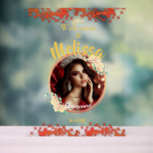 Elegante rode quinceañera viering Spaans Acryl Bord (Neutraal)