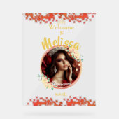 Elegante rode quinceañera viering Spaans Acryl Bord (Voorkant)