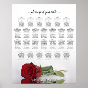 Elegante Rode Roos 26 Tafel Trouwlocatie Plattegro Poster