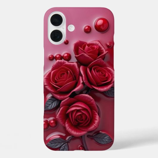 Elegante rode roos 3D bloementelefoonhoes Case-Mate iPhone Case (Achterkant)