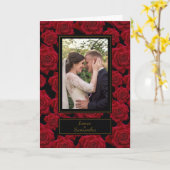 Elegante rode roos – aangepaste foto kaart (Gele Bloem)