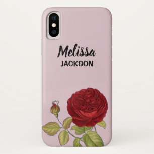 Elegante rode roos bloem roze iPhone x hoesje