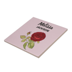 Elegante rode roos bloem roze tegeltje