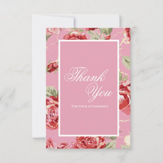 Elegante rode roos bloemig bedankkaart (Voorkant)