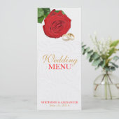 Elegante rode roos bruiloft menu Kaart (Staand voorkant)