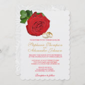 Elegante rode roos bruiloft uitnodiging (Voorkant / Achterkant)