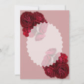 Elegante rode roos bruiloft uitnodiging – Romantis (Achterkant)