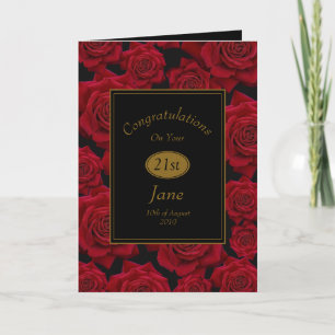 Elegante rode roos gefeliciteerd verjaardag kaart