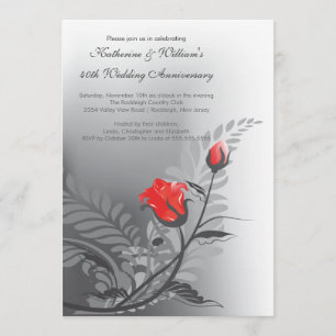 Elegante Rode Roos Jubileum Uitnodiging