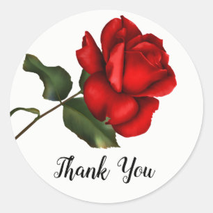 Elegante rode roos lange steel bloemstuk feest gun ronde sticker