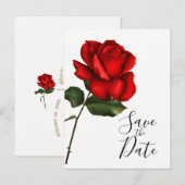 Elegante Rode Roos Lange Steel Trouw Save the Date Aankondigingskaart (Voorkant / Achterkant)