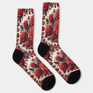 Elegante Rode Roos Mandala Sokken