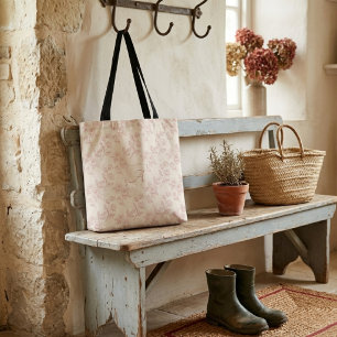 Elegante Rode Roos Papier Chintz Monogram Draagtas