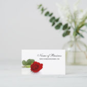 Elegante Rode Roos Professionele Rode en Witte Blo Visitekaartje (Staand voorkant)