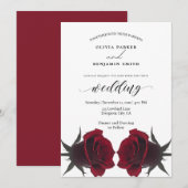 Elegante rode roos romantische bruiloft kaart (Voorkant / Achterkant)