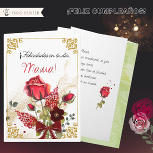 Elegante Rode Roos Spaanse Moeder Verjaardagskaart Kaart