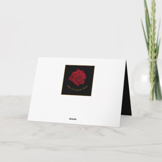 Elegante Rode Roos - Trouw Huwelijk Bedankkaart (Achterkant)