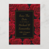 Elegante Rode Roos - Trouwkaart Opslag Datum Aankondigingskaart (Voorkant)