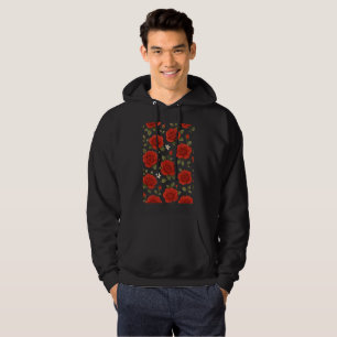 Elegante Rode Roos & Witte Jasmijn Waterverf Bloem Hoodie