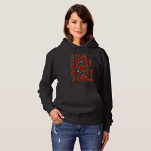Elegante Rode Roos & Witte Jasmijn Waterverf Bloem Hoodie