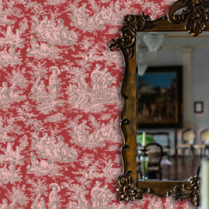 Elegante rode roze toile de jouy behang