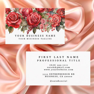 Elegante rode rozen bloemen bloemstuk visitekaartje