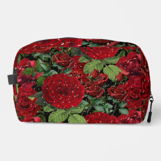 Elegante Rode Rozen Bloempatroon Make-uptas Toilettasje
