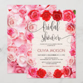 Elegante rode rozen bruids douche uitnodiging (Voorkant / Achterkant)
