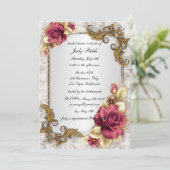 Elegante rode rozen bruids douche uitnodiging (Staand voorkant)