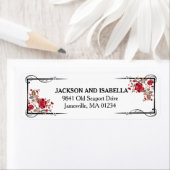 Elegante rode rozen bruiloft retour adres labels (Insitu)