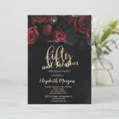 Elegante rode rozen Gotische 50e verjaardag Party Kaart (Staand voorkant)