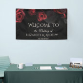 Elegante rode rozen Gotische bruiloft Spandoek (Beurs)