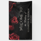 Elegante rode rozen Gotische bruiloft Spandoek (Verticaal)