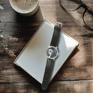 Elegante Rode Rozen Gotische Suiker Schedel Vrouw Horloge
