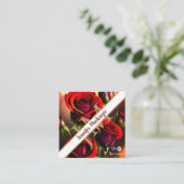 Elegante rode rozen goud vierkante visitekaartje (Staand voorkant)