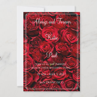 Elegante Rode Rozen Huwelijksuitnodiging | Krachti Kaart