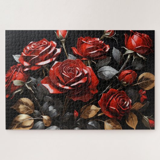 Elegante rode rozen legpuzzel (Horizontaal)