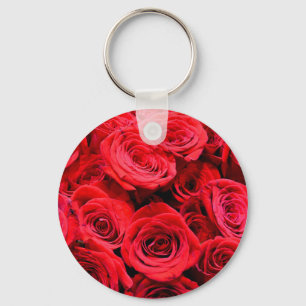 Elegante rode rozen rode bloemen rode bloemen sleutelhanger